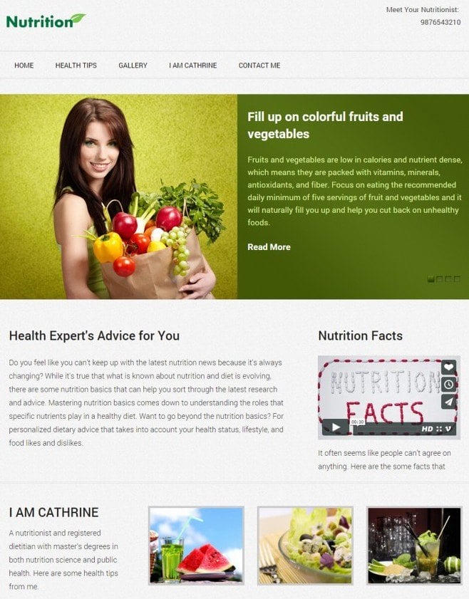 health nutritionist template