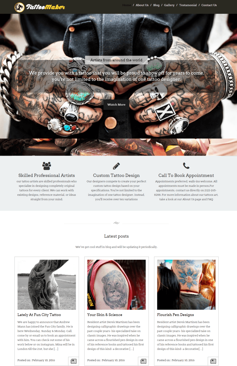 Salon - Barbershop Tattoo Studio WordPress Theme - WebRiti