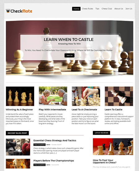 Checkmate - Tema WordPress para Clube de Xadrez e Jogos de